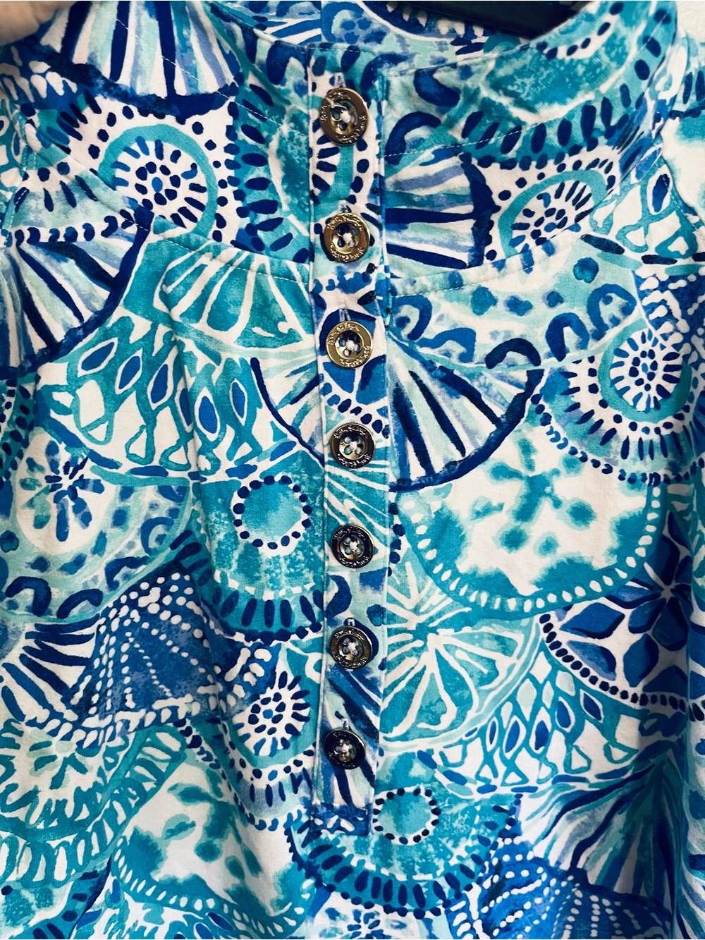 Lilly Pulitzer Skipper Popover “Turquoise Oasis Shell Me You Love Me” in XL